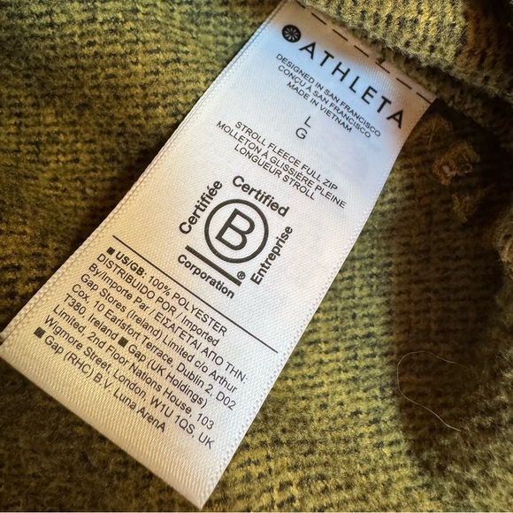 Athleta Stroll Fleece Full Zip Jacket Size Large Green - Picture 6 of 11